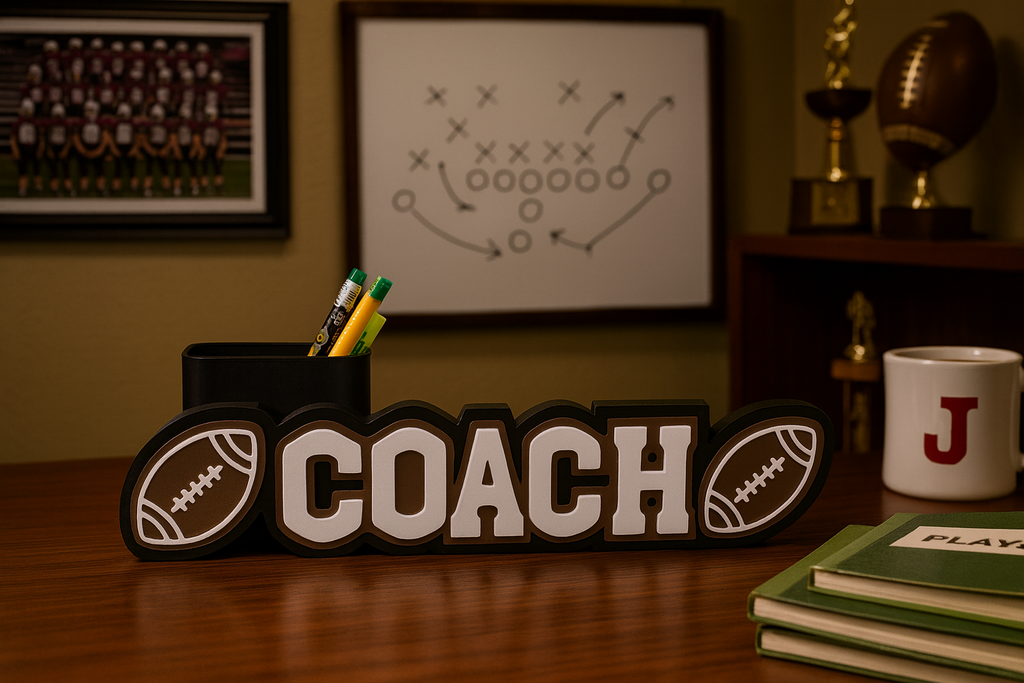 Personalized Football Name Sign with Optional Pencil Holder