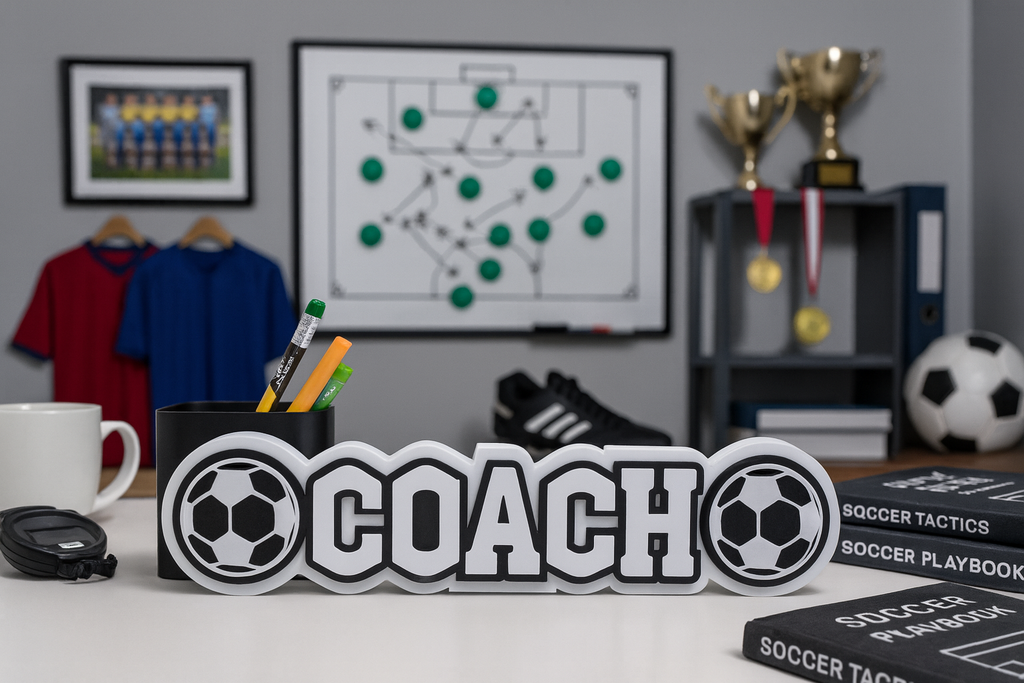 Personalized Soccer Name Sign with Optional Pencil Holder