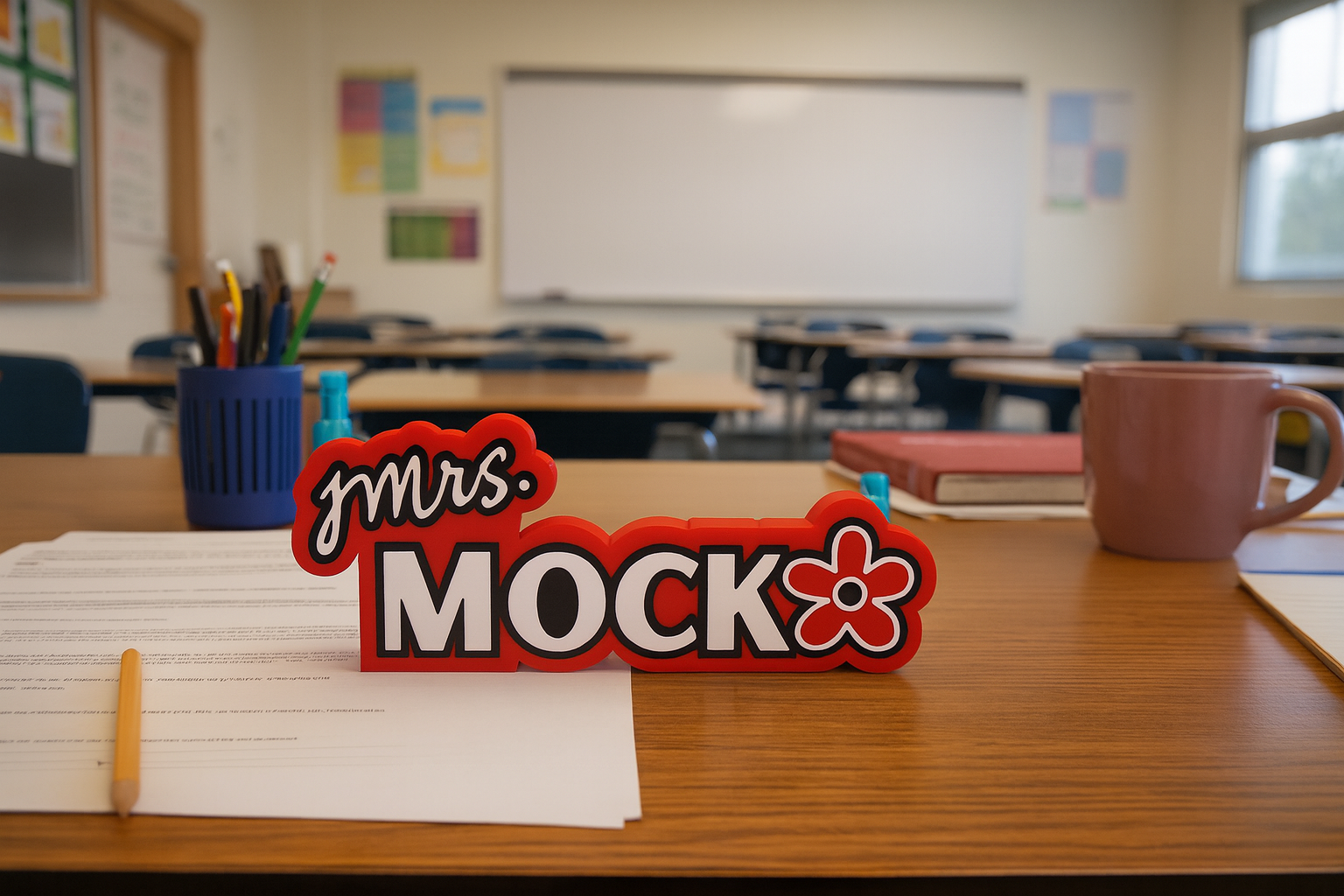 Personalized Teacher Gift – Custom Name Sign  (for Desk or Classroom Door)
