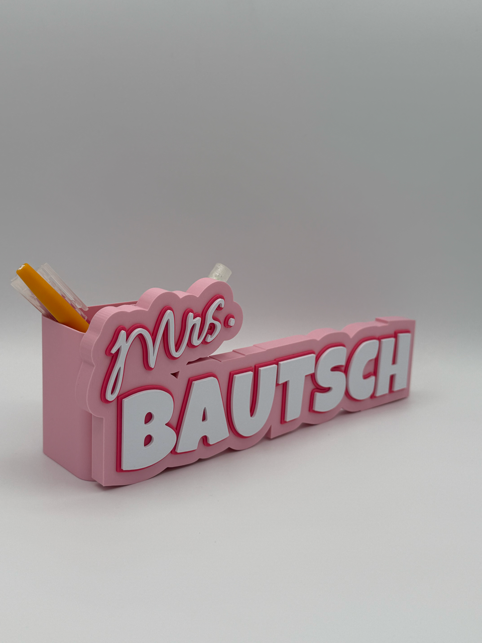 Personalized Teacher Gift – Custom Desk Name Sign & Pencil Holder