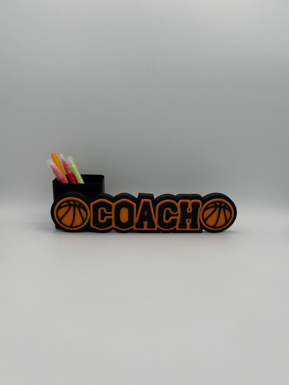 Personalized Basketball Name Sign with Optional Pencil Holder