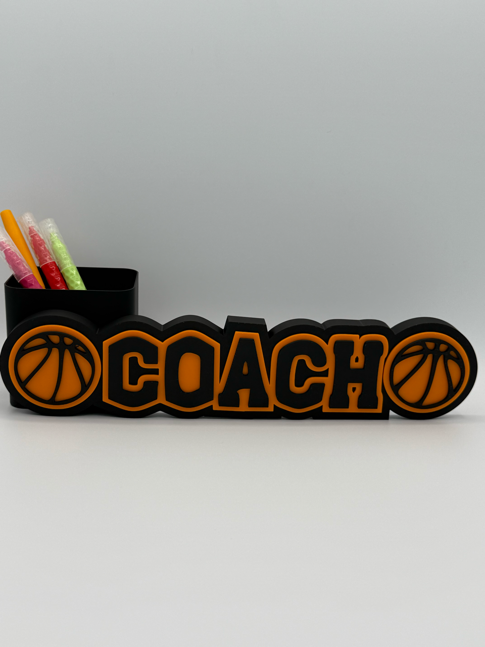 Personalized Basketball Name Sign with Optional Pencil Holder