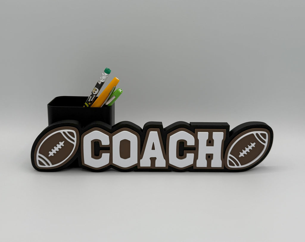 Personalized Football Name Sign with Optional Pencil Holder