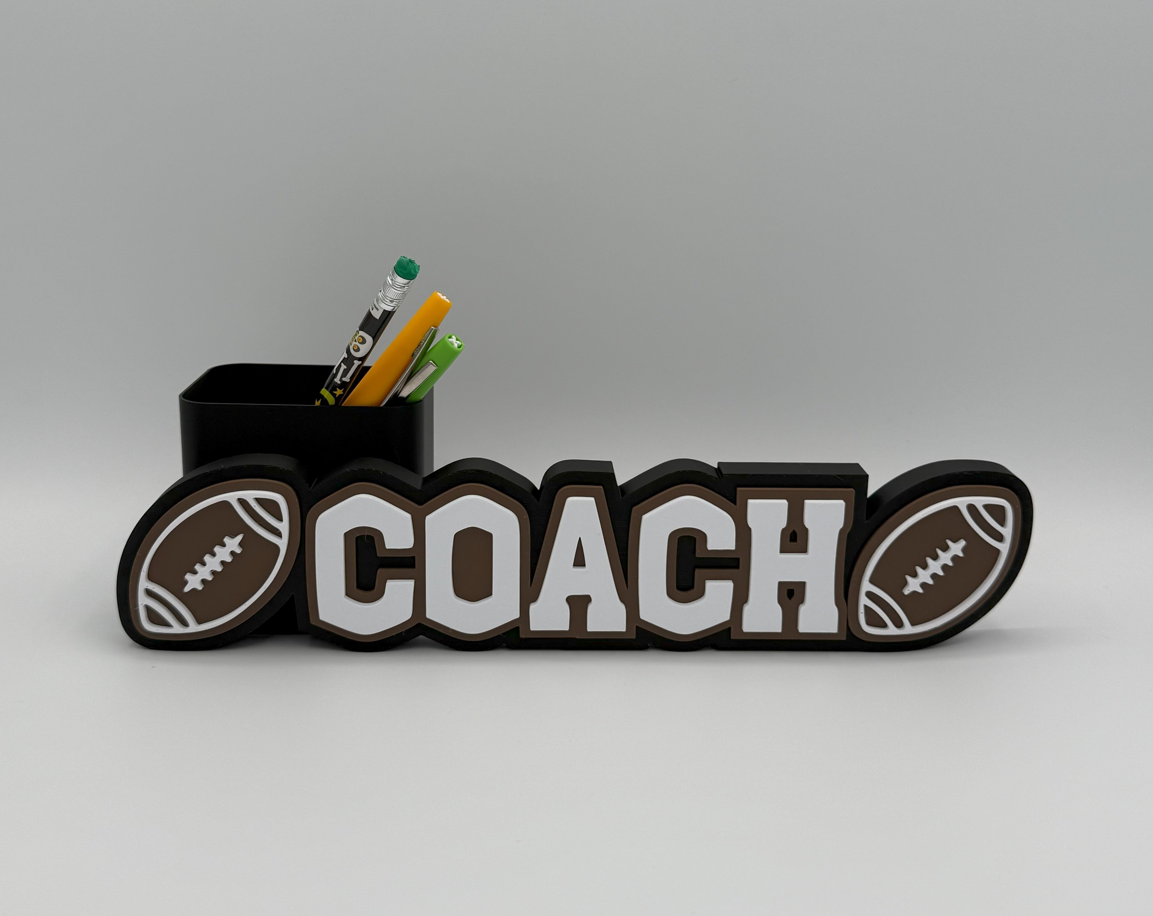 Personalized Football Name Sign with Optional Pencil Holder
